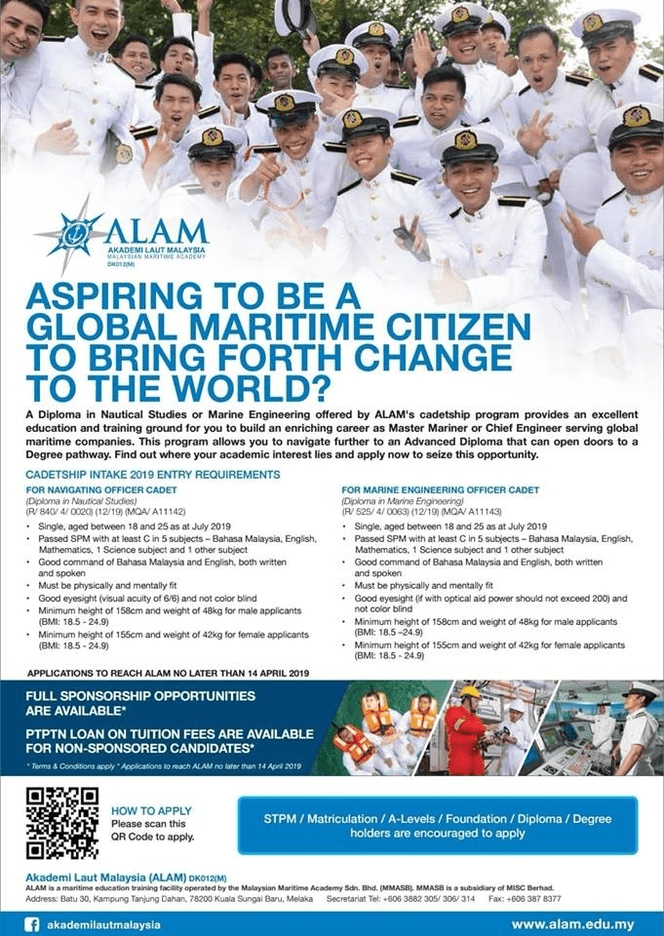 Permohonan Kadet Akademi Laut Malaysia (ALAM) 2019