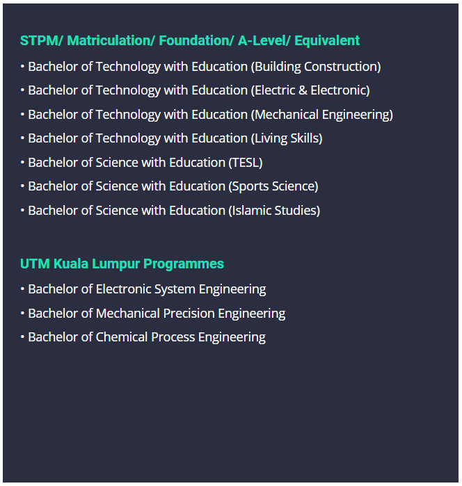 Senarai Program Degree UTM Feb 2020 2