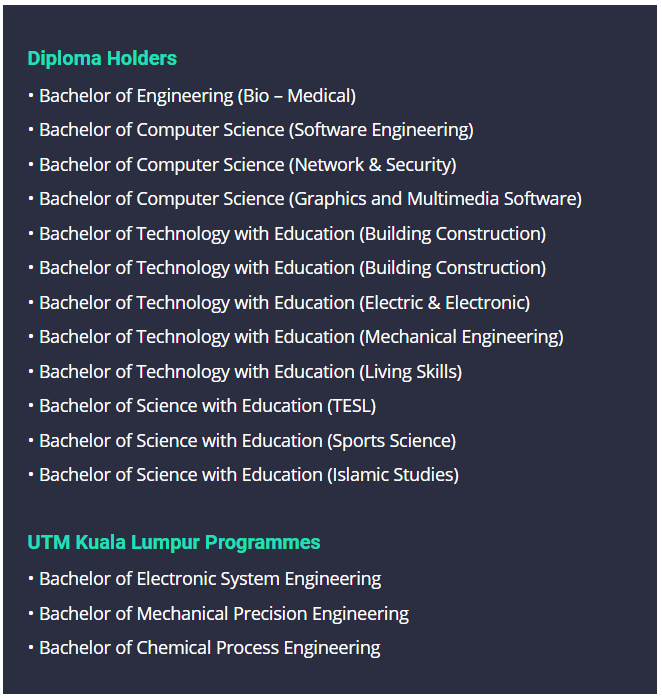 Senarai Program Degree UTM Feb 2020