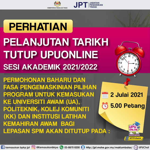 Tarikh Penting Upu 2021 2022 Online Intake Ke Ua Politeknik