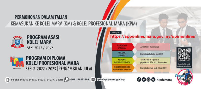Permohonan Kolej Profesional MARA 2023 Online (KPM)